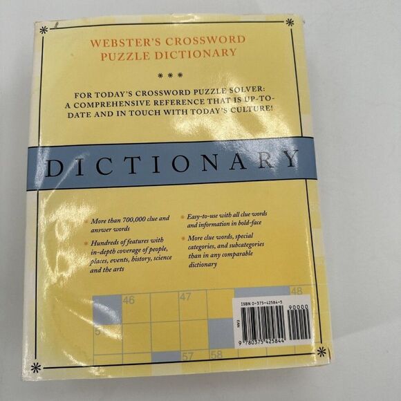 Webster's Crossword Puzzle Dictionary Vintage 1999 HBDJ Gramercy Reference - Picture 9 of 9